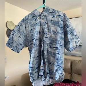 Blue Puritan Blue Men’s Short Sleeve Button Down Shirt (L)